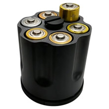 6Slot Innovative Rotating Battery Storage Box for D Size Batteries Case with AntiSlip Base Compact Space Black