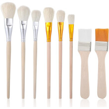 8-Teiliges Set Mop-Pinsel für Acrylmalerei, Verschiedene Größen, Künstlerpinsel mit Holzgriff für Acryl-, Aquarell-, Gouache- und Ölfarben