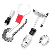 6-Pack Fietsreparatiegereedschapsset Crankkettingsnijder Extractorbeugel Vliegwieltrekker Moersleutel Kettingverwijderaar Accessoires
