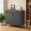 Floor Cabinet - Metal - Rustic Brown and Black - Adjustable Shelf, Space-Saving Design 1