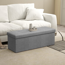 Storage Ottoman Bench - Fabric - Light Grey - Multi-Functional Storage Chest