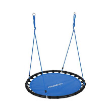 Balançoire ninho de pássaro redonda jardim 120 cm assento confortável ajustável em metal preto 13_0006451