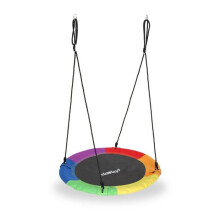 Balançoire ninho de pássaro redonda ajustável para jardim interior 110 cm assento confortável design moderno em tecido