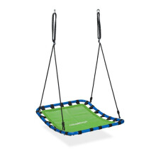 Balançoire nid de pássaro retangular para jardim exterior com conforto reforçado, estrutura de aço verde 13_0011777