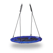 Balançoire ninho de pássaro redonda jardim 100 cm assento confortável moderno em nylon azul escuro 13_0005260