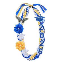 Collier de Félicitations pour la Remise des Diplômes de la Promotion 2026, Composé de Doubles Tresses et de Fleurs en Satin.