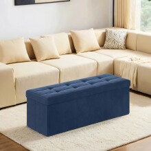 Foldable Storage Ottoman - Fabric - Blue - 300 kg Capacity