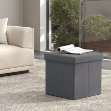 Storage Ottoman - Fabric - Slate Grey - Foldable with Storage, Ideal for Living Room and Bedroom