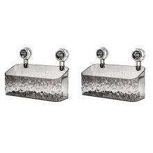 2 PC Support de Rangement à Ventouse Rotative pour Salle de Bain Boîte D'Organisation et de Rangement Murale Non Perforée Transparent-Gris, L