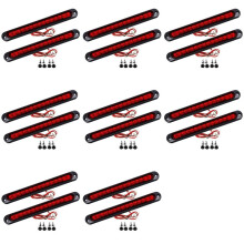 16Pcs 10Inch 15 LED Trailer Light LED Stop Turn Tail Light Third Brake Bar Strip for Heavy Duty Boats Trucks Red