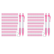 200 Stylos à Ruban Rose en Vrac, Stylos à Bille RéTractables à Encre Noire pour Fournitures de Bureau, Cadeau pour Femmes et Filles