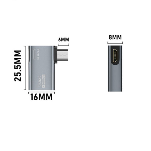 2X 4K OTG Cable Adapter Power Supplied Micro-USB to USB with Angle Design. Suitable for Tablet, TV(Right)