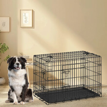 Foldable Metal Dog Crate - Black - XXL Size with Removable Tray