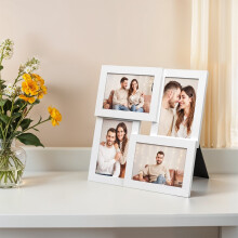 Collage Picture Frame - Cloud White - 4-Opening Design for 4x6 Photos - Elegant Wall Decor