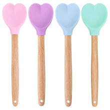4 Wooden Spoons with Hearts, Versatile Wooden Cooking Spoons for Cooking and Baking, Ideal As A Wedding Gift