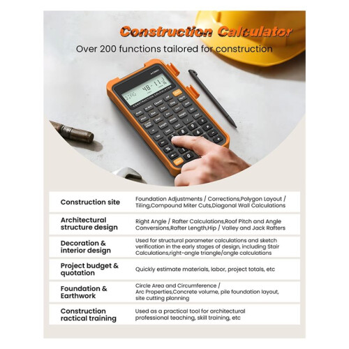 Construction Calculator with Writing Tablet Industrial Scientific ROATEE Engineering Calculator for Contractor Concrete 1