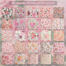 2X Blumenaufkleber, Scrapbooking-Zubehör für Junk Journals für Erwachsene, 50 Blatt, Transparente Aufkleber und Materialpapier, Rosa