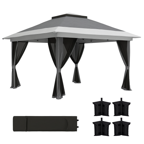 Outsunny Carpa Plegable Gris 356 x 356 x 280 cm