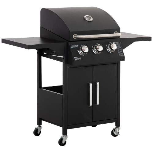 Outsunny Barbacoa de Ga Negro 121 x 55 x 109 cm