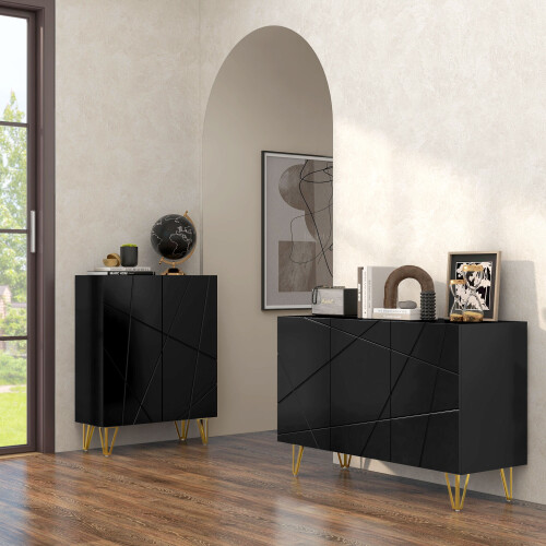 Homcom Aparador Negro 120 x 40 x 75 cm 1