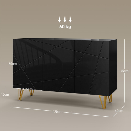 Homcom Aparador Negro 120 x 40 x 75 cm 2
