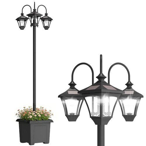 Outsunny Farola Solar Negro 52 x 52 x 185 cm