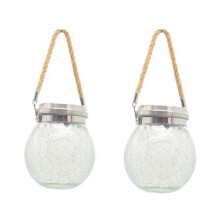 Hanging Solar Lights Outdoor, Decorative Cracked Glass Light, Solar Powered Waterproof Lighting C