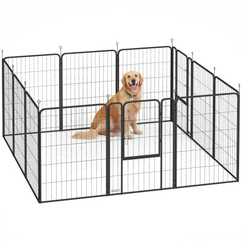 PawHut Parque para Perro Negro 204 x 204 x 100 cm