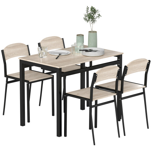 Homcom Conjunto de Comedor Negro 100 x 63 x 76.5 cm