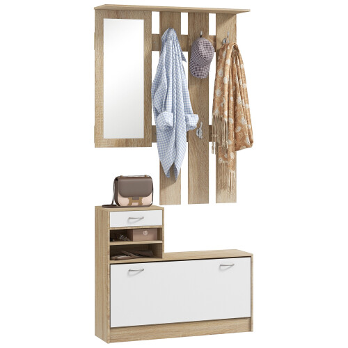 Homcom Mueble de Entrada Marrón 90 x 10 x 91 cm