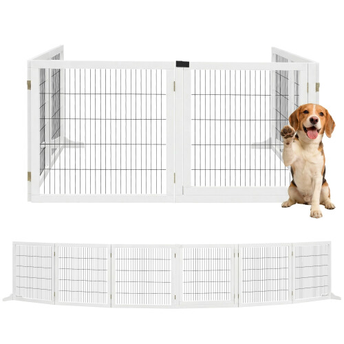 PawHut Barrera para Perro Blanco 432 x 36 x 70 cm
