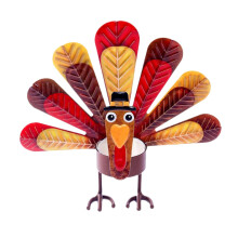 Kerstversiering in de uitverkoop: Kalkoenkaarsenhouder, passend bij Thanksgiving-decoratie, zittend/staand model voor op de keukentafel of het bureau.