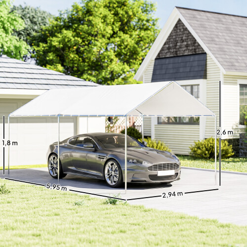 Outsunny Carpa para Garaje Blanco 595 x 294 x 260 cm 2