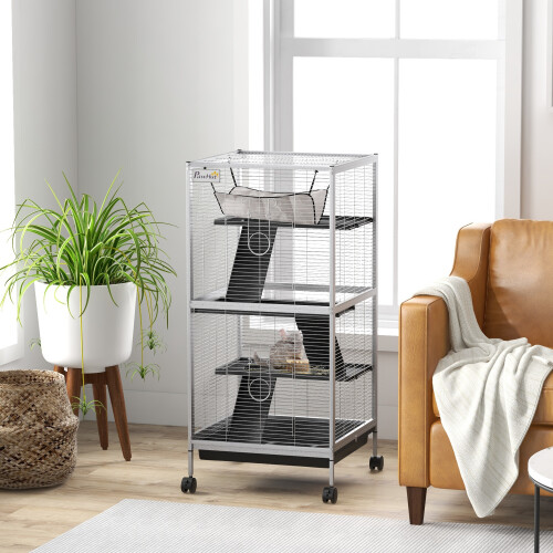 PawHut Jaula para Animale Blanco 52 x 52 x 113.5 cm 1