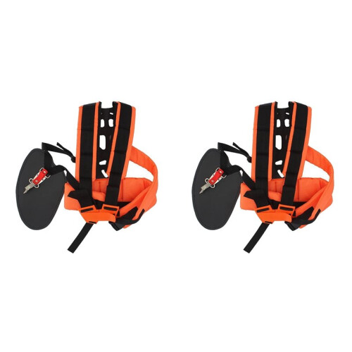 2X Trimmer Shoulder Strap Padded Universal Adjustable Weed Eater Harness Double Shoulder Harness for Weed Trimmer Orange