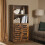 Floor Standing Cabinet - MDF - Rustic Brown - Louvered Doors, Height-Adjustable Shelf 2
