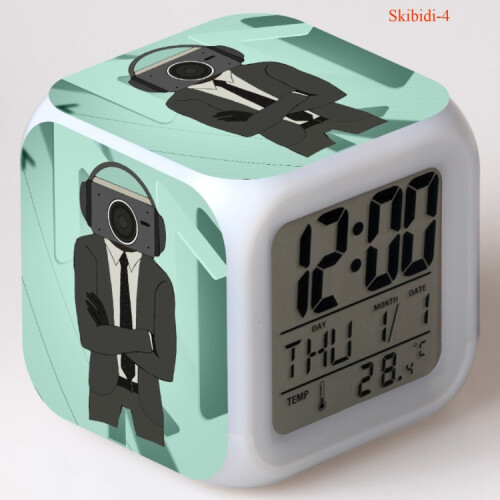 Skibidi Toilet Clock 7-Color LED Night Light (D)
