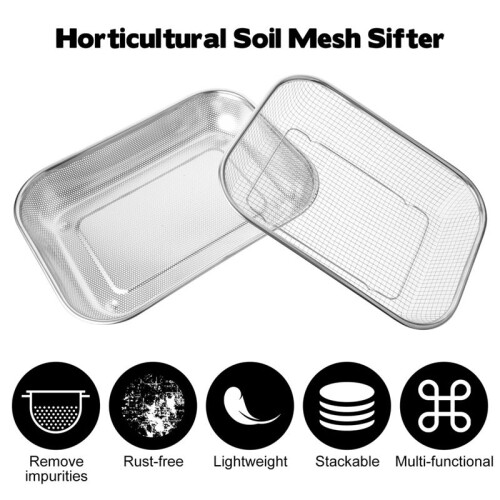 2 Peças Peneiras de Solo, Filtros de Solo para Jardinagem, Peneiras de Composto de Jardim com Tela de Malha de 1/4 Polegadas e 1/12 Polegadas 2