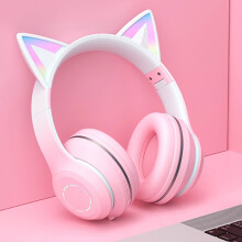 Gyerek vezeték nélküli Bluetooth fejhallgató 5.1, RGB fülek, összecsukható mikrofonnal és hangerőszabályzóval, aranyos dizájn lányoknak,
