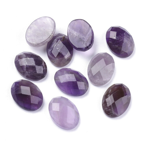 Cabochons ovales à facettes d'améthyste naturelle