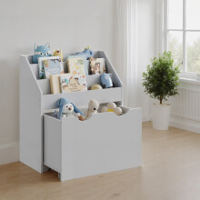 Toy Storage Rack - Wood - Multicolor - 3 Shelves with Wheels for Children's Room and Playroom
