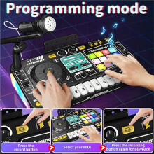 Kid DJ Mixer with Microphone Electronic Piano Keyboard DJ Turntable Controller Musical Instrument Kid Gift Toy