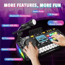 Kids DJ Mixer Controller Electronic Table Musical Toy with LED Lights Sound Effect Microphone Piano DJ Board Gift Toys