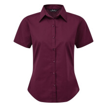 (12, Aubergine) Premier Short Sleeve Poplin Blouse / Plain Work Shirt
