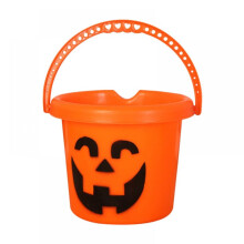 Halloween Pumpa Ansikte Plasthink Med Handtag Halloween Bus Or Treat Godishållare Korg Vattenkorg Festival Barnpresent