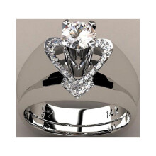 Bague de fiançailles/alliance en argent avec diamant en forme de cœur pour femme