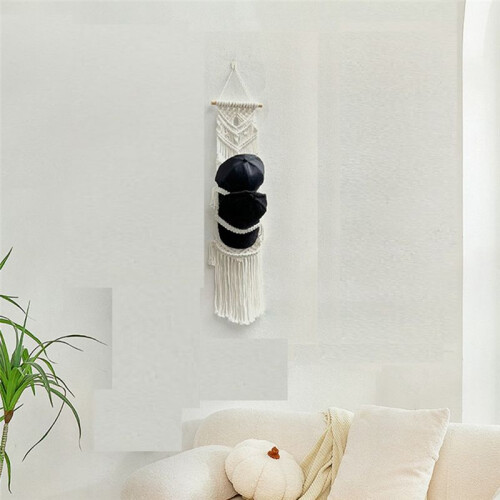 Cap Hanger-Boho Macrame Cap Holder Wall Hat Organizer for Baseball Cap Holder Over Door,Hat Rack for Wall,Cap RackA 2