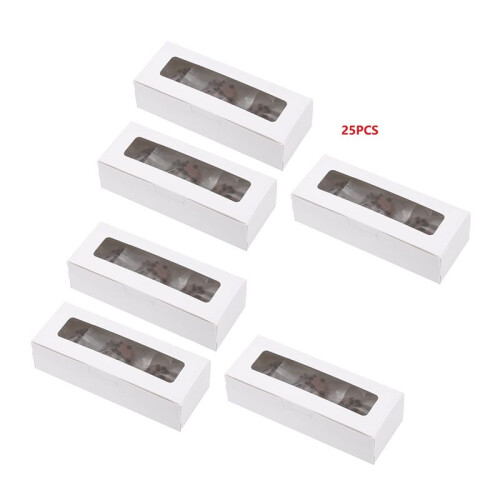 25 Pieces Macaron Boxes with Clear Display Window Macarons Container or Packaging Box Kit for Chocolate Desserts Cake A