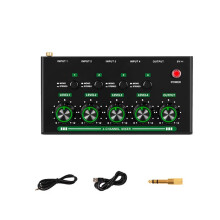 -Mixer 4-Kanal Kleiner Mixer Mikrofon-Extender Mikrofon Instrument für Audio Integrator Schwarz