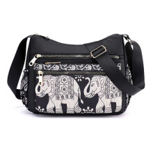 (Elephant) City Style Oxford Cloth Large Bag For Women With Multiple Zipper Pockets For Everyday Use